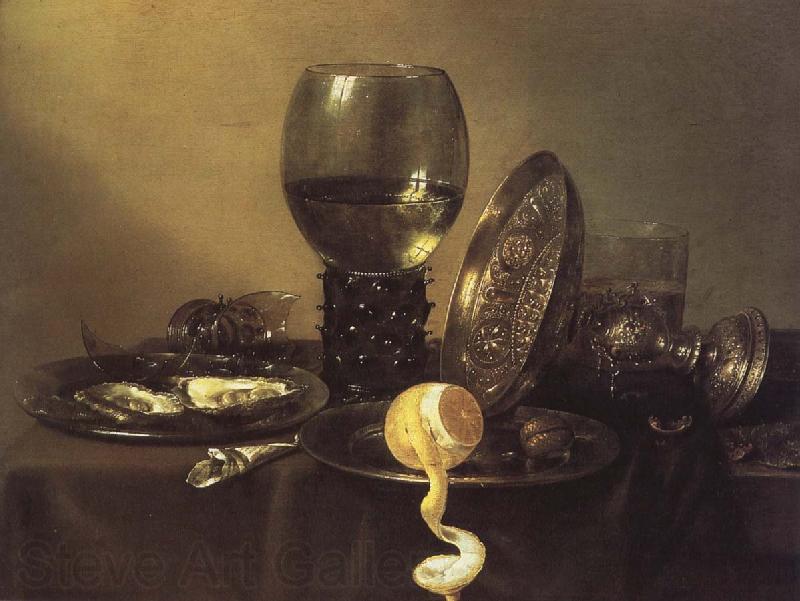 unknow artist oyster, rum and wine still life of the silver cup France oil painting art